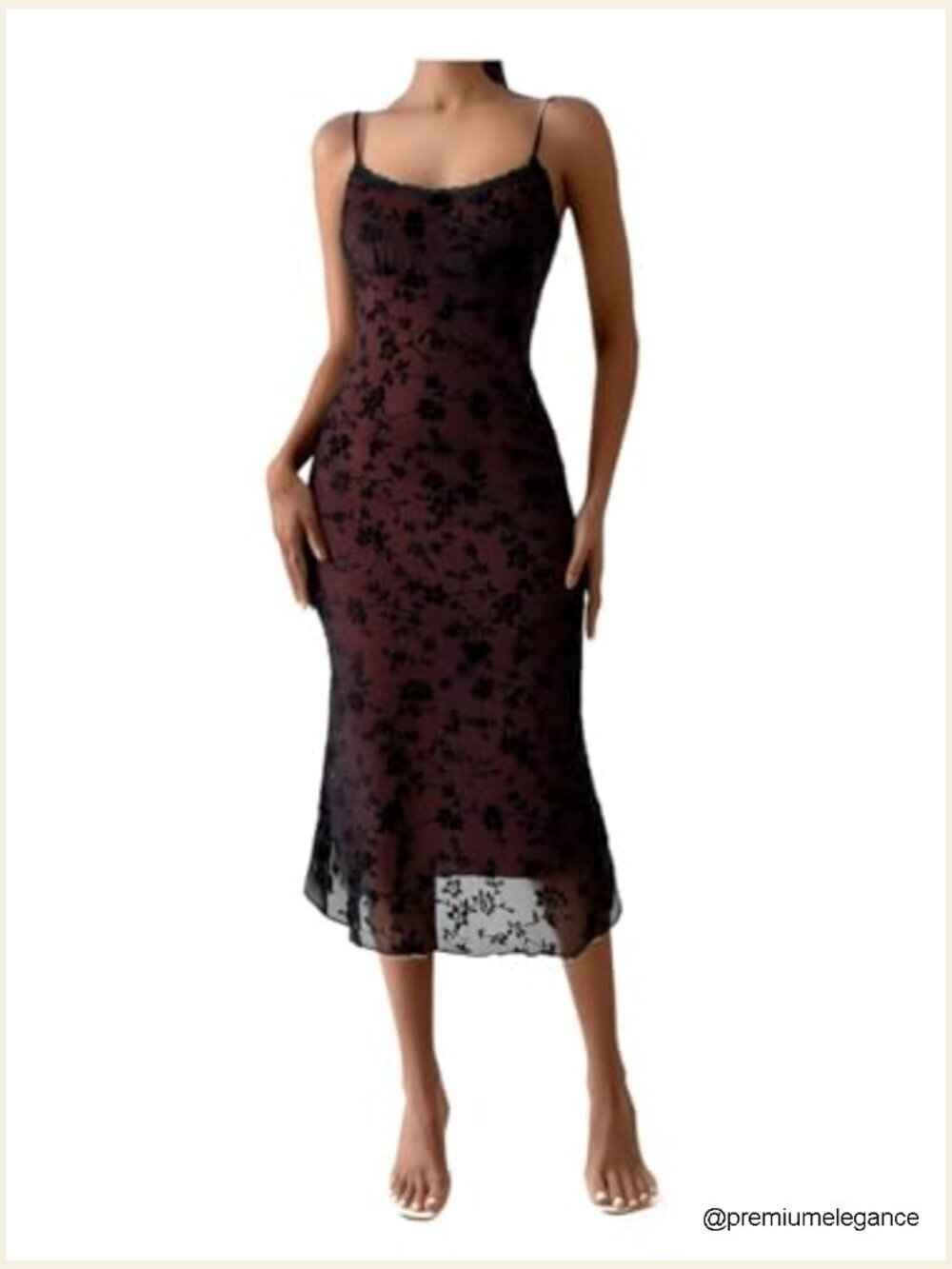 Floral Mesh Bodycon Cami Dress Semi Formal Party Outfit - Picture 2 of 5